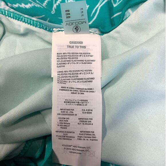 Volcom Girls 16 Aqua Island Hop One Piece Swimsuit Cutout Tropical Beach N6-19 - Picture 8 of 9